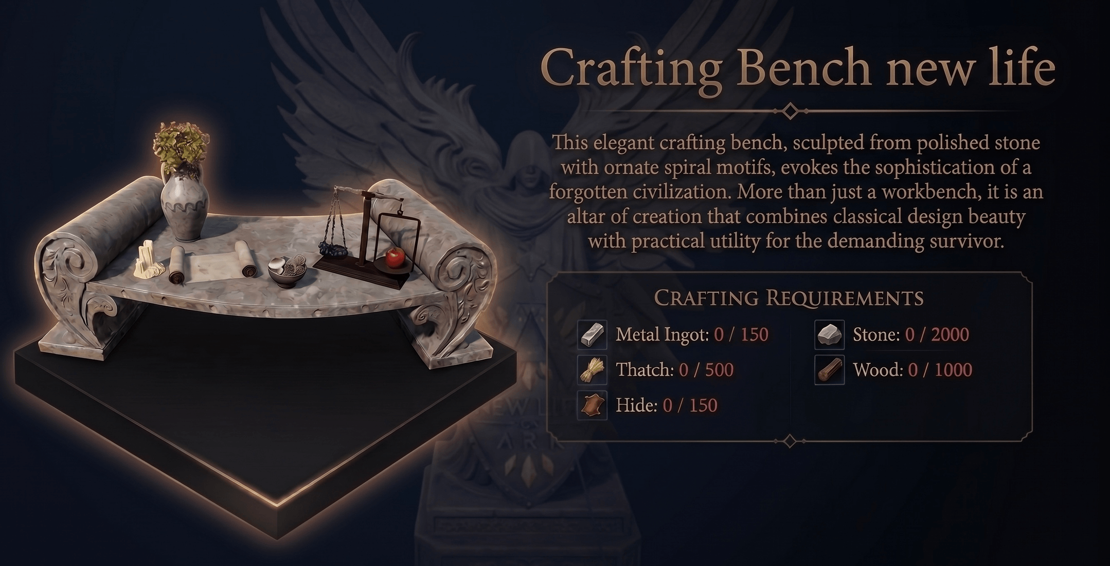Elegant Crafting Bench made from polished stone